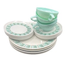 Vintage 1950s-1960s Melamine Dinnerware Lot - Avocado Green, Brown, and Floral Pattern Mixed Set (30+ Pieces) — listing 2