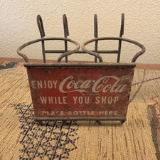 Vintage Coca-Cola Wire Shopping Cart Bottle Holder "Enjoy Coca-Cola While You Shop" — listing 3
