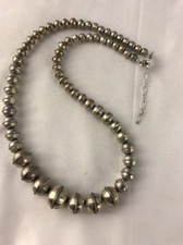 Navajo Silver and Gunmetal Bead Necklace, 18" with 1.5" Loop Drop — listing 2