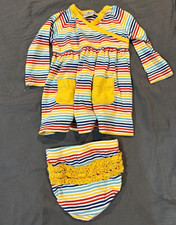 Hanna Andersson Girls Striped Dress with Leopard Floral Trim, Size 90 (3T), listing 5