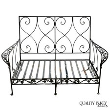 Wrought Iron Neoclassical-Style Settee Bench with Cushion and Throw Pillows — listing 5