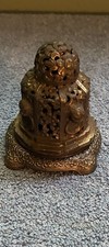 Antique Japanese Bronze Koro Incense Burner with Shishi (Foo Dog) Finial and Gilt Accents — listing 6