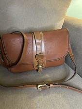 Vintage Dooney & Bourke All-Weather Leather Black Equestrian Flap Crossbody Bag