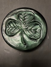 Green Glass Shamrock / Four-Leaf Clover Tea Bag Holder