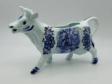 Delft-Style Blue and White Ceramic Cow Creamer with Windmill Scene — listing 2