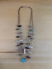 Vintage Zuni Two-Strand Carved Fetish Necklace with Multi-Stone Animal Figures