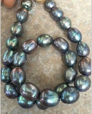 Beaded Necklace with Peacock Freshwater Pearls and Cream Tube Beads — listing 5