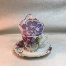 Vintage Floral Porcelain Demitasse Cup and Saucer Set