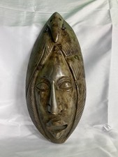 Carved Stone Figural Statuette of Seated Figure with Tall Headdress, Arms Crossed — listing 2