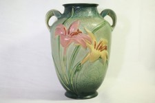 Roseville Pottery Zephyr Lily Two-Handled Vase, Tan/Sienna Colorway — listing 4