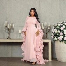Pink Ombré Glitter Tulle V-Neck Prom Gown with Ruffled Skirt — listing 6