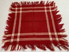Handmade Fringed Linen Napkin with Appliqué & Embroidered Running Girl Figure — listing 3
