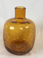 Vintage Amber Crackle Glass Miniature Pitcher / Creamer with Applied Handle
