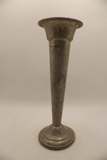 Pewter Trumpet-Form Bud Vase with Ruffled Rim