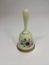 Porcelain Hand Bell with Pink Rose Trellis Pattern and Gold Trim D.N. & E.I. crown mark — listing 2