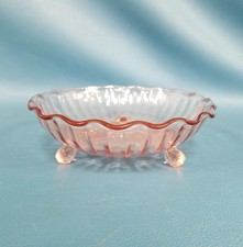 Pink Depression Glass Ribbed Cookie Jar / Grease Jar (No Lid), 1930s