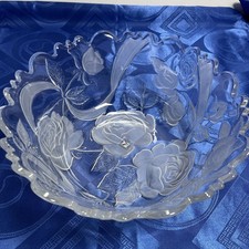 Laura Glass Rose Garden 14" Frosted Glass Platter, Made in Japan — listing 4