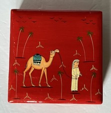 Red Lacquerware Mandala Coaster Set of 6 with Holder — listing 2