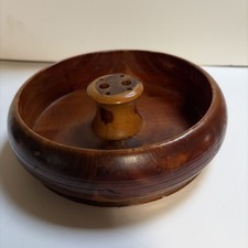 Turned Wood Nut Bowl with Cast Metal Nutcracker Post Center — listing 4