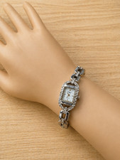 Vivani Ladies Quartz Watch Black Silicone Band Rhinestone Bezel — listing 4