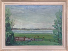 Mid-Century Oil Painting of Children Playing Under a Tree, Signed Kappel — listing 3