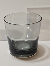 Set of 4 Vintage Smoke Grey Wine Glasses with Black Pedestal Feet and Etched Floral Design — listing 4