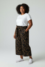 Black Long-Sleeve Wide-Leg Jumpsuit with Front Keyhole and Twist-Knot Waist