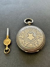 Antique Silver Open-Face Key-Wind Pocket Watch with White Enamel Roman Numeral Dial — listing 3