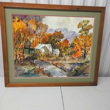 Original Autumn Landscape Oil Painting on Grumbacher Canvas Panel, Signed Hartman — listing 5