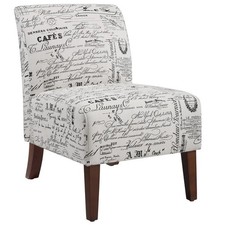 Pair of Armless Slipper Chairs in Rust Paisley Chenille Upholstery — listing 2
