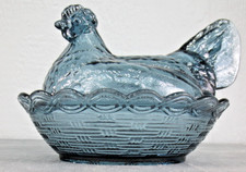 Iridescent White Opalescent Milk Glass Hen on Nest Covered Dish with Hand-Painted Floral Decoration — listing 2