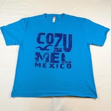 Cozumel Mexico Souvenir T-Shirt, Teal, Palm Tree Stamp Graphic — listing 6