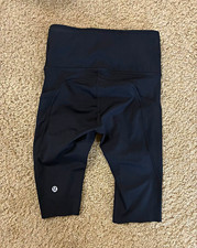 Black Capri Leggings, Cotton Blend, Women's Size Large