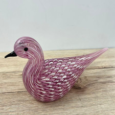 Murano-Style Hand-Blown Art Glass Bird Figurine with Amber & Amethyst Sommerso Body — listing 6