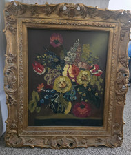 Large Framed Still Life Print of Peonies with Blue Cloisonné Vases — listing 4