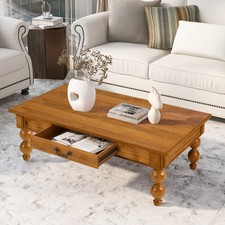 Solid Douglas Fir Square Coffee Table with Cross-Base Trestle Legs No marks at all — listing 5
