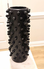 Matte Black Ceramic Vase with Applied Bird and Foliage Relief Decoration — listing 4