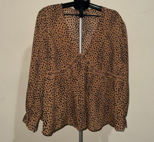 SHEIN Curve Leopard Print Ruched Button-Down Shirt Dress, Size 2XL