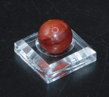 Vintage Clear Glass Marble with Blue Swirl Bands — listing 3