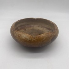 Vintage Hand-Carved Brazilian Wood Decorative Bowl with Openwork Scroll Rim and Floral Center — listing 5