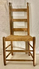 Vintage Ladder Back Side Chair with Woven Splint Seat