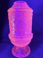 Vintage Green Glass Two-Piece Fairy Lamp with Ribbed Shade — listing 4