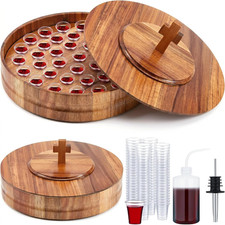 Wood Folding TV Tray Table Set with Storage Stand
