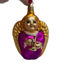 Angel Ornament with Trumpet and Frosted Cloud Base — listing 6