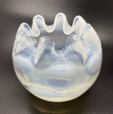 Clear Glass Rose Bowl Vase with White Spot Decoration — listing 2