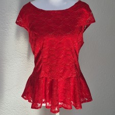 IZ Byer Girls' Ribbed Peplum Top with Chevron Necklace, Size M (7-10) — listing 2