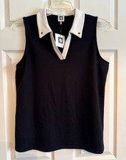 Anne Klein Black Sleeveless Zip-Front Blouse with Gold Hardware — listing 2