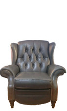Traditional Tufted Burgundy Leather Wingback Recliner with Nailhead Trim — listing 5