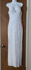 B. Smart Iridescent Sequin V-Neck Prom Gown with Lace-Up Back and Side Slit — listing 2
