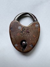 Vintage Victorian-Style Double Heart Brooch with Chained Padlock and Key — listing 3
